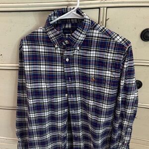 Ralph Lauren Men's Blue and White Plaid Shirt Medium Classic Fit